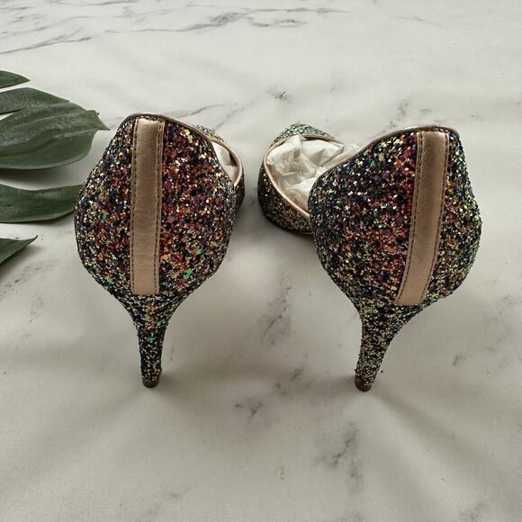 J.Crew D'Orsay Pump Heels Size 9.5 New Pink Green Glitter Point Toe Wicked - Picture 5 of 9